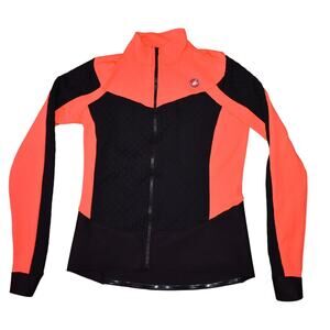 CASTELLI Sfida 2 Cycling Full Zip Jersey Jacket Orange & Black Quilted Womens L